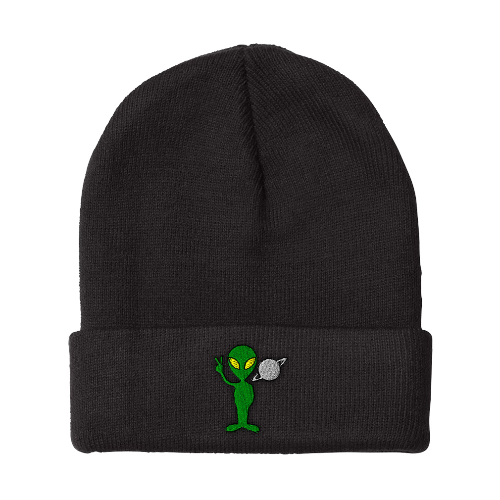 Beanies for Men Peace Alien and Saturn Embroidery Winter Hats Women Skull Cap - Picture 8 of 19