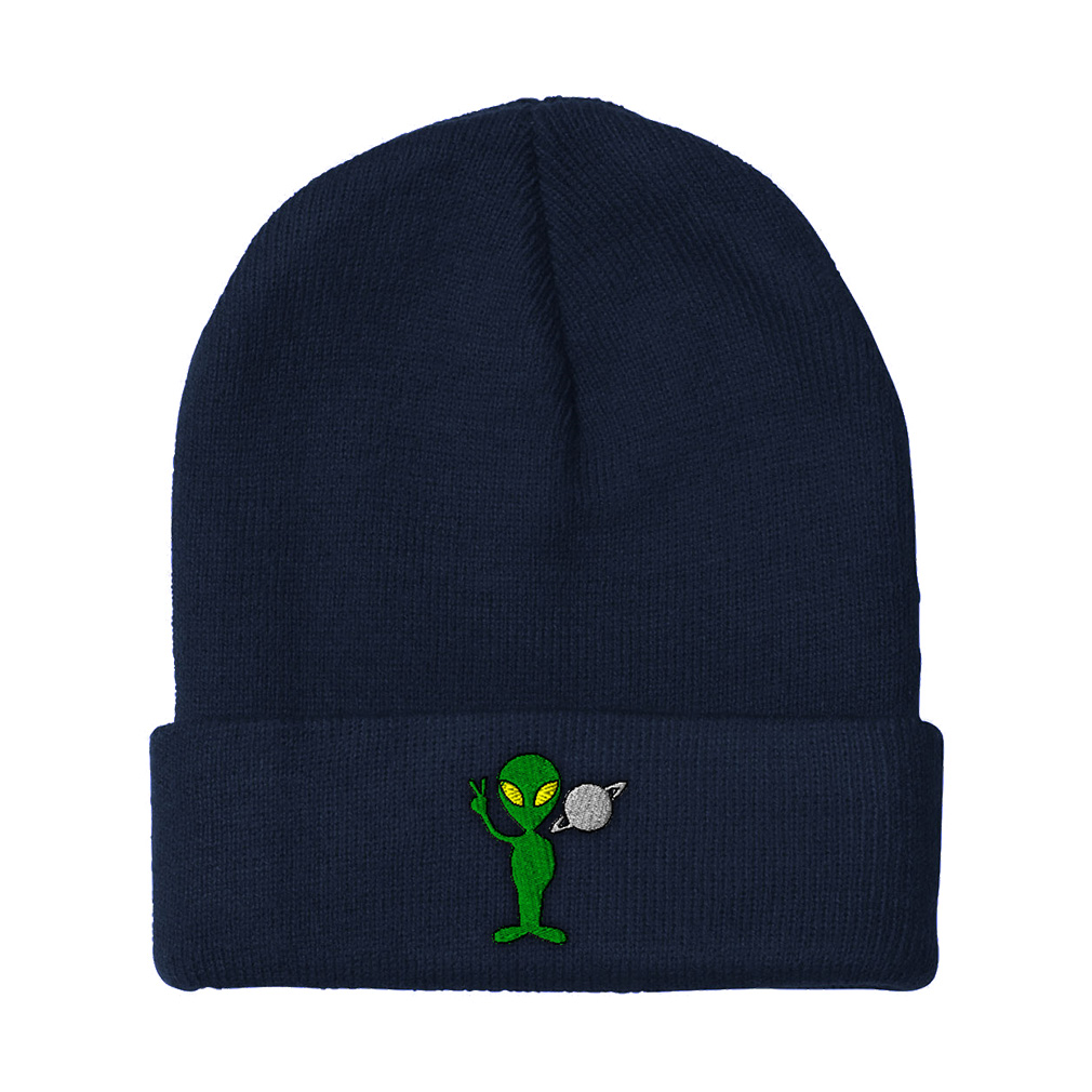 Beanies for Men Peace Alien and Saturn Embroidery Winter Hats Women Skull Cap - Picture 10 of 19