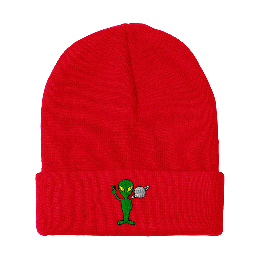 Beanies for Men Peace Alien and Saturn Embroidery Winter Hats Women Skull Cap - Picture 12 of 19