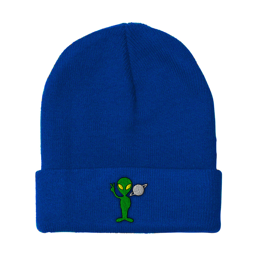 Beanies for Men Peace Alien and Saturn Embroidery Winter Hats Women Skull Cap - Picture 14 of 19