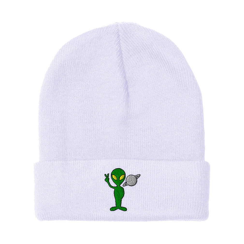 Beanies for Men Peace Alien and Saturn Embroidery Winter Hats Women Skull Cap - Picture 18 of 19