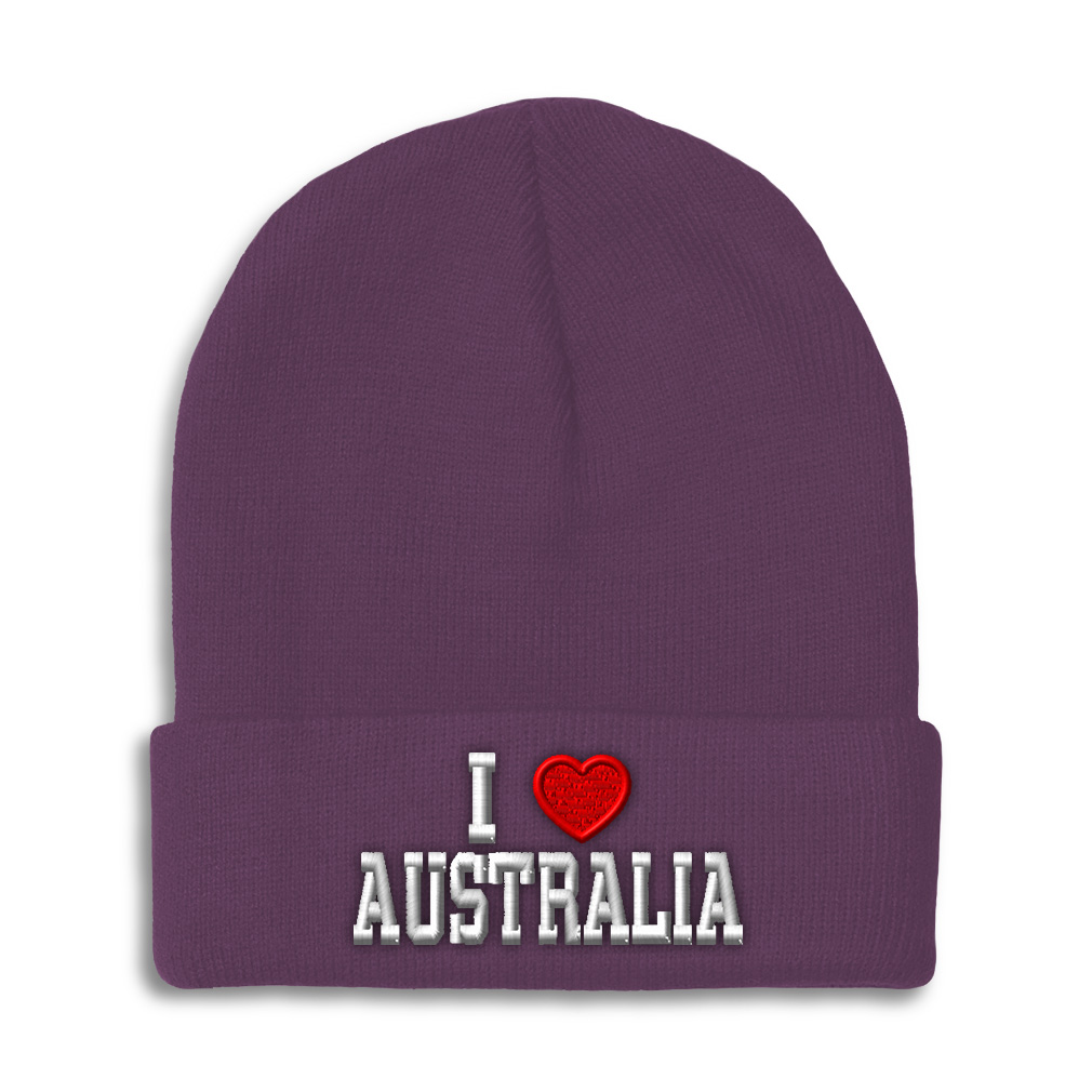 Beanies for Men I Love Australia I Love Winter Hats for Women Acrylic Skull Cap - Picture 30 of 37