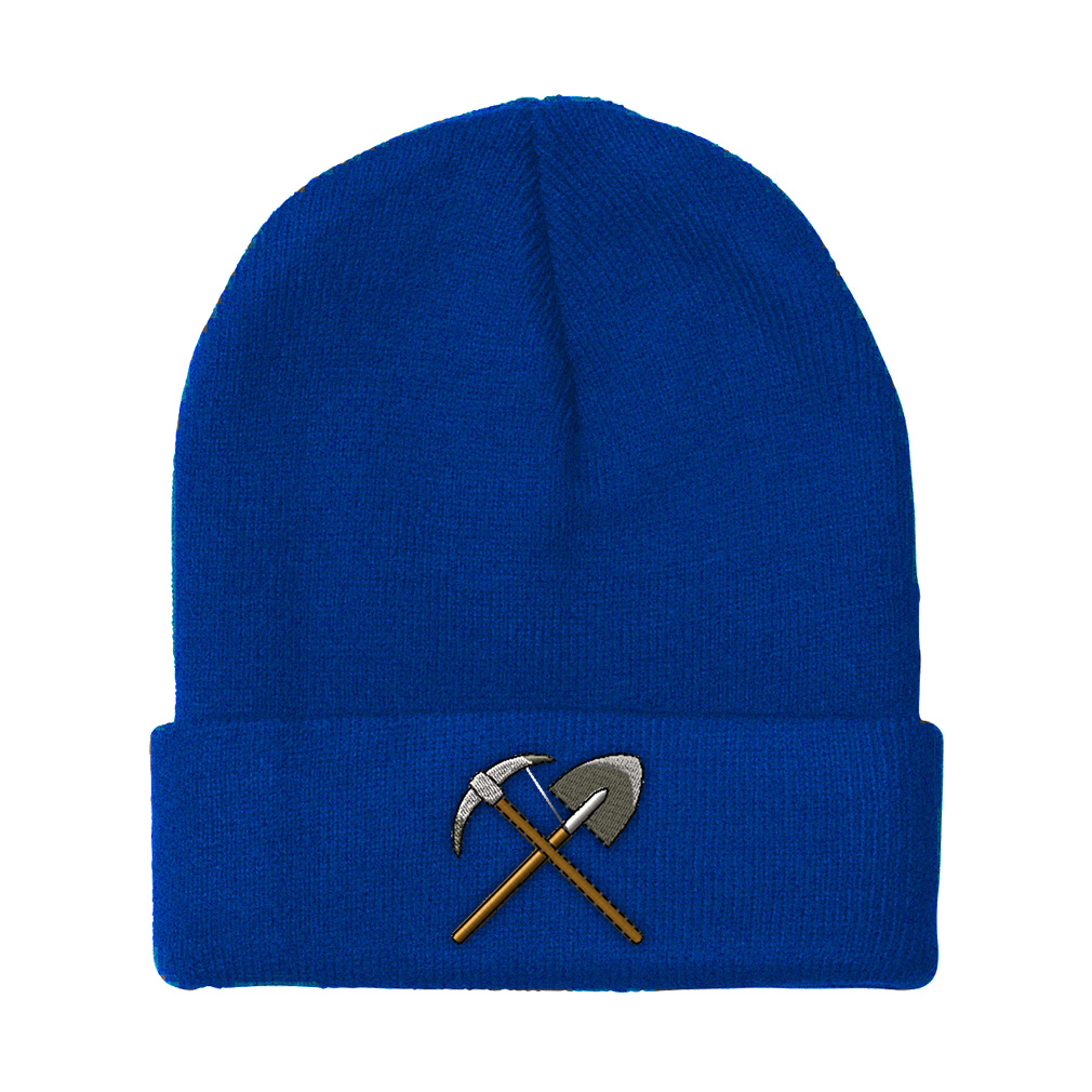 Beanies for Men Pick Axe and Shovel Embroidery Winter Hats Women Skull