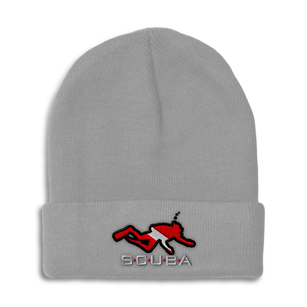 Beanies for Men Sport Scuba Diving Diver Flag Embroidery Acrylic Skull